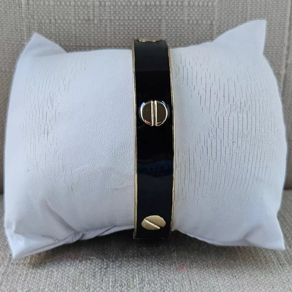 Fashion Bracelet Black/Gold Tone Wrist Band Fashion Jewelry Size 7 in - Picture 9 of 10